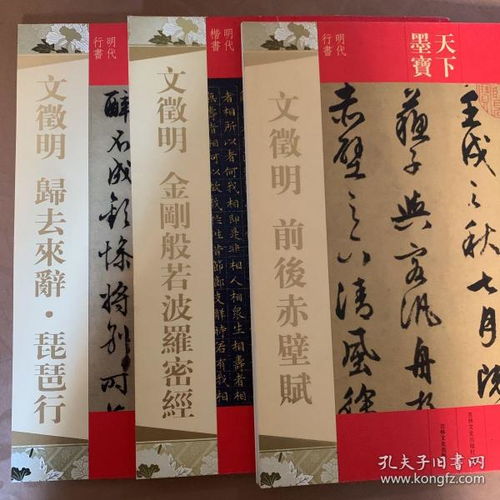 文徵明書歸去來辭 琵琶行 前后赤壁賦 金剛般若波羅蜜經三冊 彩印