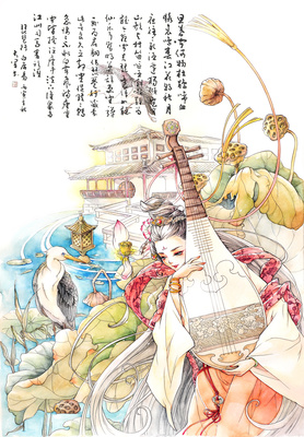 琵琶行插畫習(xí)作 愛做夢(mèng)的貓的靈感演繹